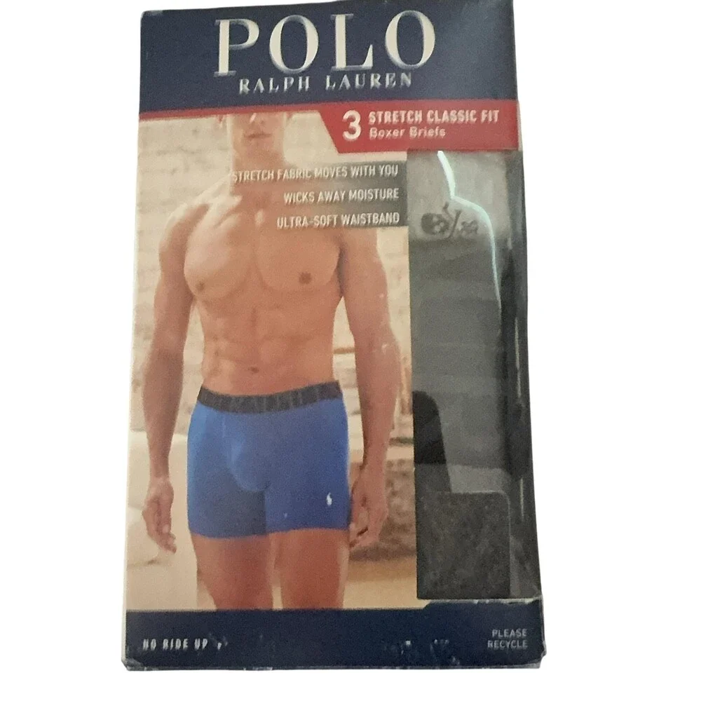 Polo Ralph Lauren Stretch Classic Fit Boxer Brief Mens Small Multi Grey 3 Pack
